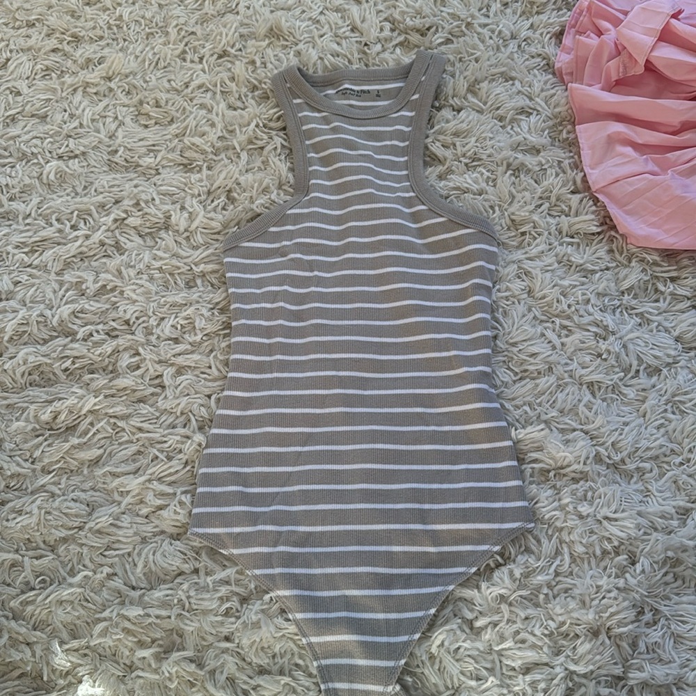 Striped Abercrombie tank top bodysuit NWT small